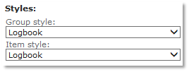 Styles: både Group style og Item style er sat til Logbook.